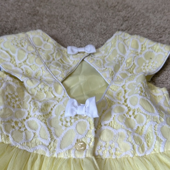 Jona Michelle Girls Yellow Floral Layered Formal A-Line Dress Cap Sleeve 8 - Picture 6 of 6